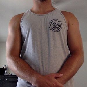 OBEY Grey Soft Cotton Tank Top